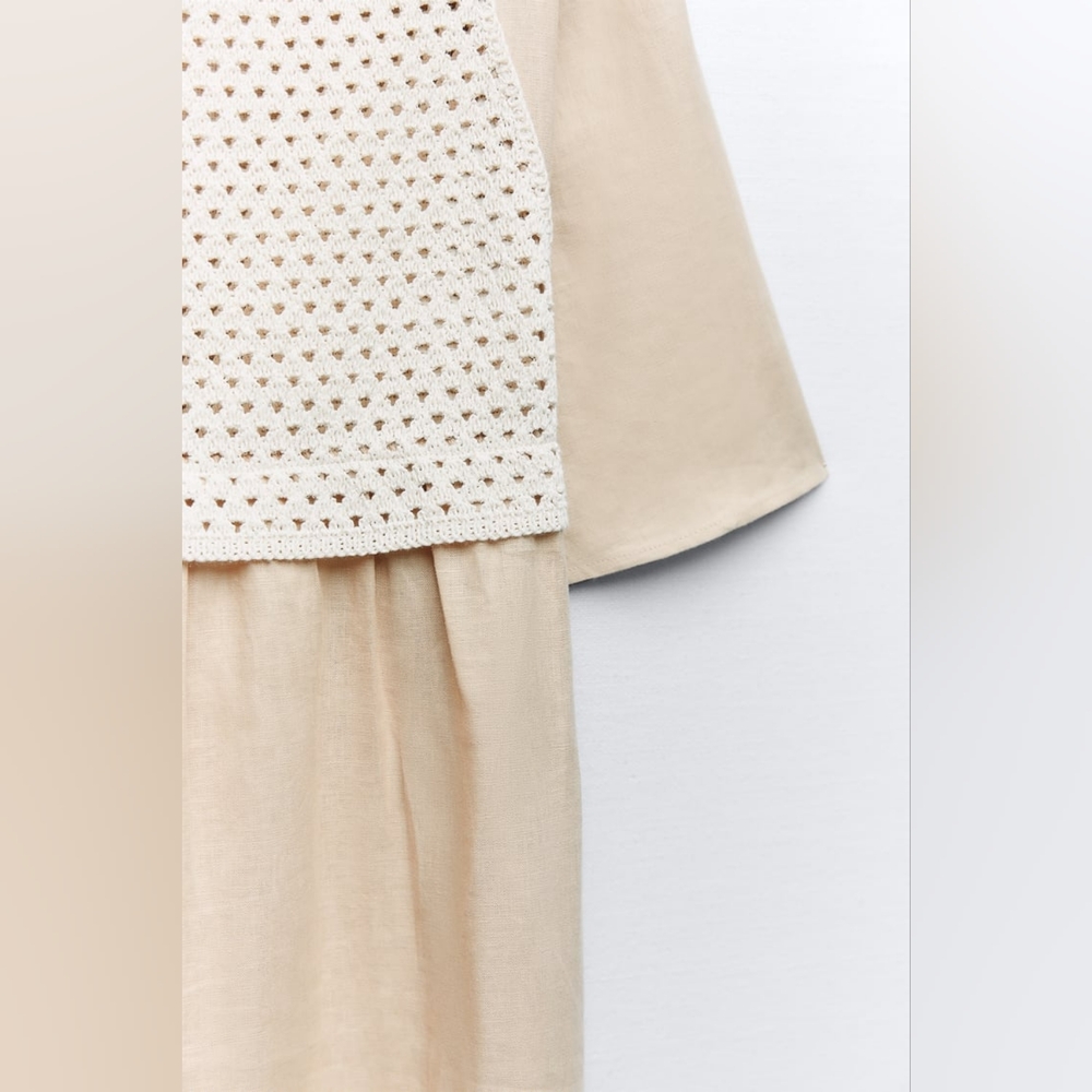 ZARA MIXED LINEN BLEND KNIT DRESS - Picture 9 of 9